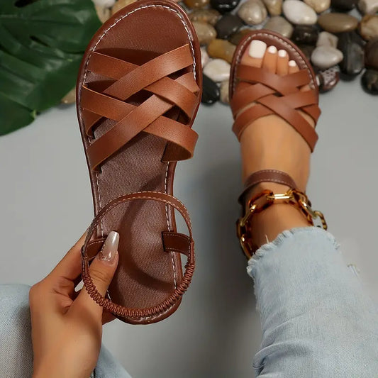 Fatima | Flache Geflochtene Sandalen
